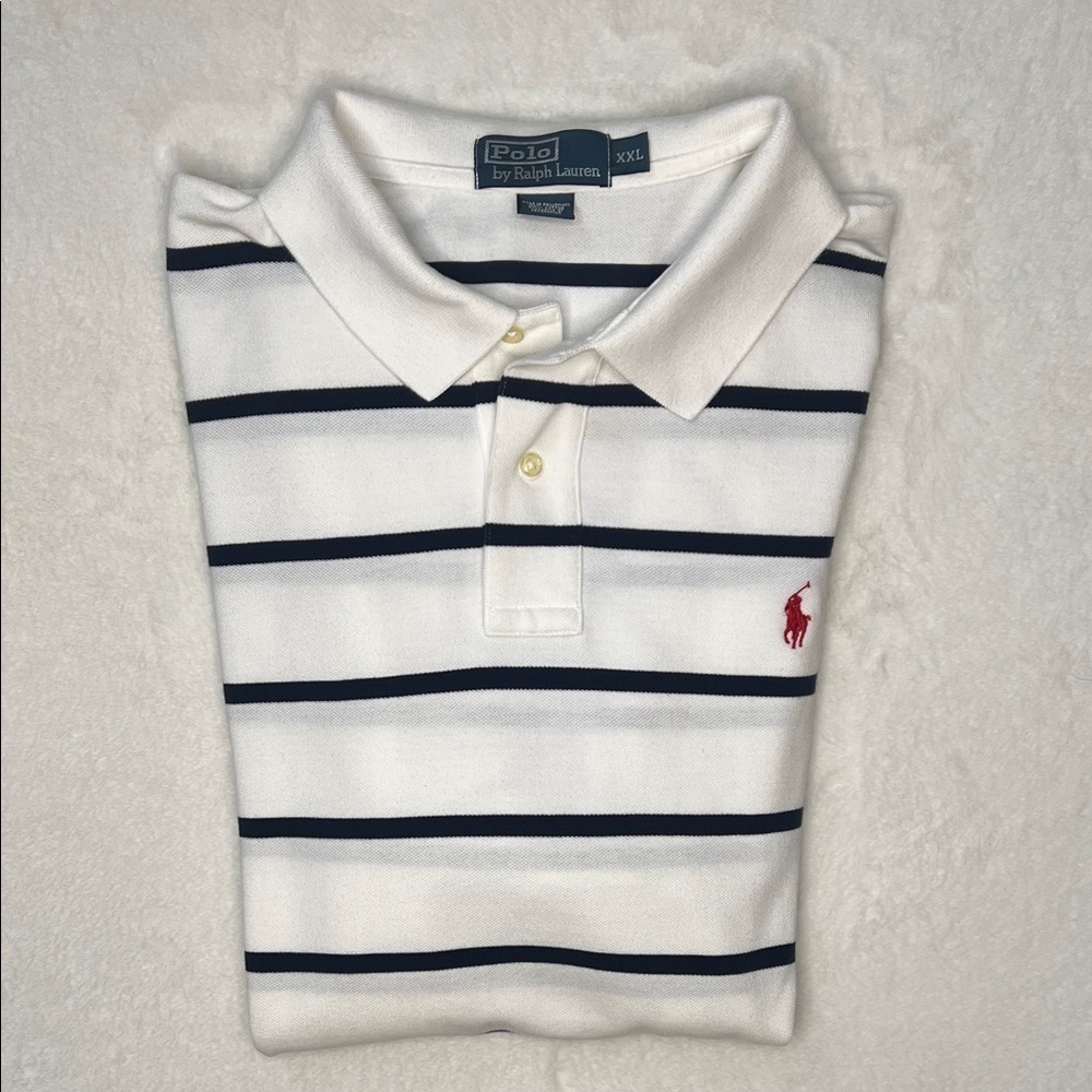 Polo by Ralph Lauren Classic Navy Striped Polo Shirt Size XXL